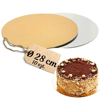 Podkład dwustronny pod ciasto ŚR. 28 cm 10 szt. ZŁOTO - SREBRNY