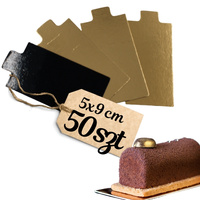 Bankietówki podkładki pod monoporcje dwustronne ZŁOTO CZARNE 5x9 cm 50 szt.
