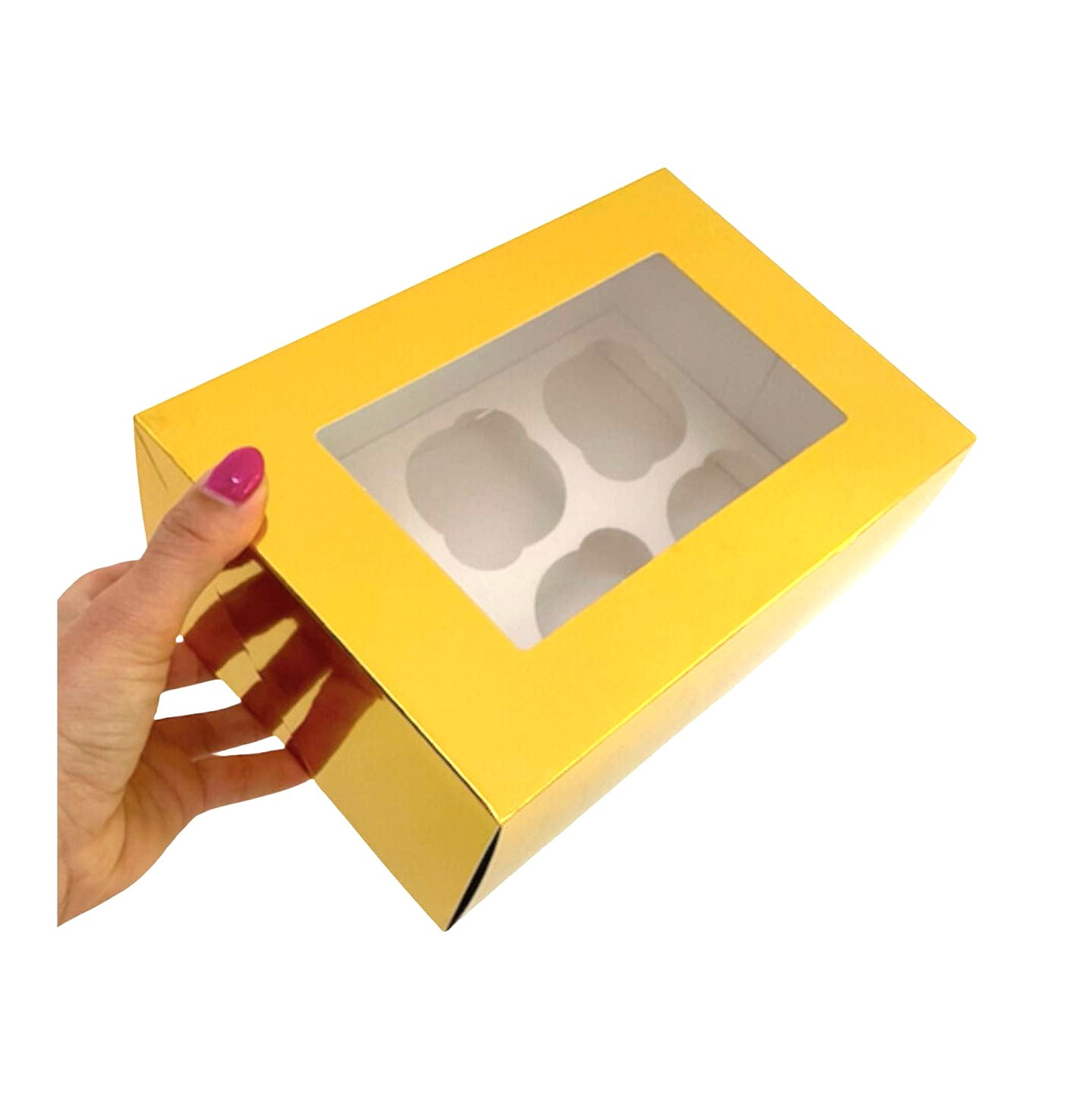 Złote pudełko na 6 muffinek z okienkiem