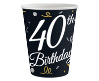 #ZKU_GD Kubeczki papierowe B&C 40 Birthday, 250 ml/ 6 szt. KK
