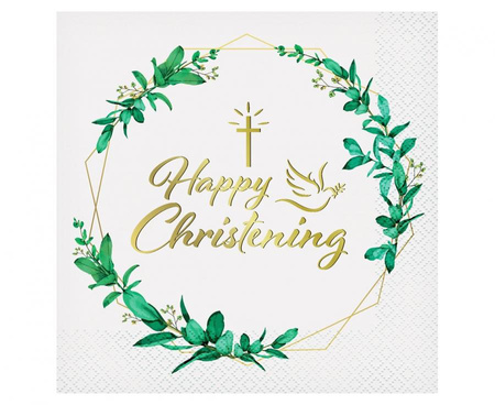 #ZSE_GD Serwetki Happy Christening (listki), certyfikat FSC, 33x33 cm/ 20 szt.