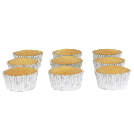 Papilotki do muffinek BIAŁE W SREBRNE KROPKI 30 szt. PME
