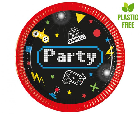 #ZTA Talerzyki papierowe Gaming Party, next generation, 20cm, 8 szt. (plastic-free) (papier FSC)