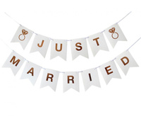 #DEGI Girlanda papierowa W&C Just Married, 300 cm, DIY, wys. flagi 18 cm