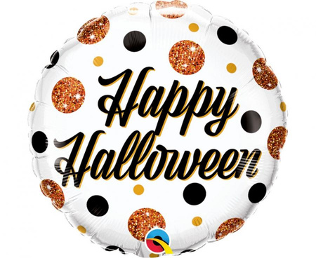 #BFK Balon foliowy 18 cali QL RND Happy Halloween,  groszki KK