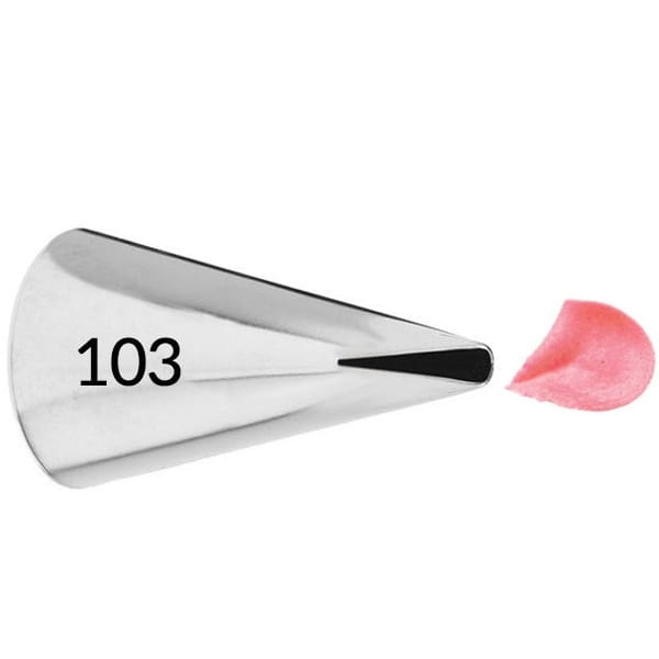 Tylka cukiernicza 103 Wilton w kształcie płatka podczas dekorowania kremem