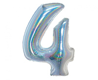 #BFC23 Balon foliowy B&C, Cyfra 4, holograficzna srebrna, 76 cm KK
