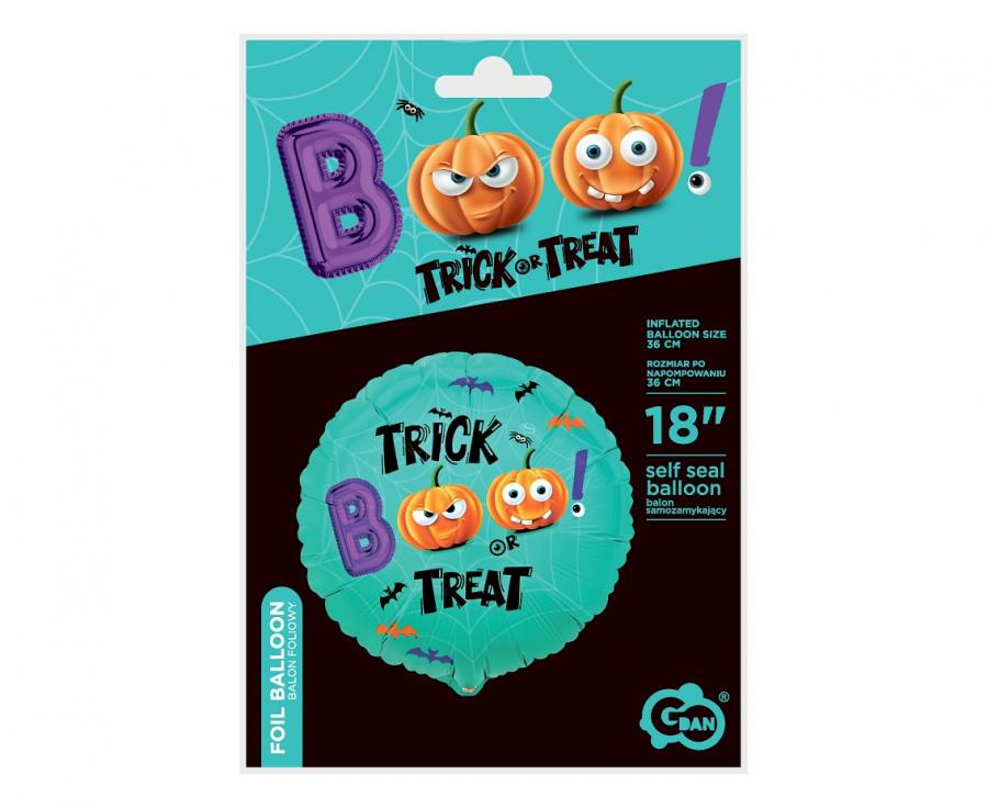Balon foliowy Halloween BOO Trick or Treat - kolorowy nadruk
