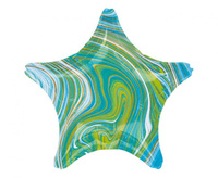 #BFK Balon foliowy 18" Marblez - gwiazda niebiesko-zielona, zapakowany