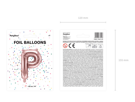 Balon foliowy Litera ''J'', 35cm, różowe złoto