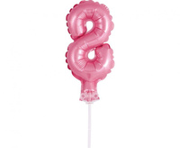#BFC1 Balon foliowy 13 cm na patyczku "Cyfra 8", różowa KK