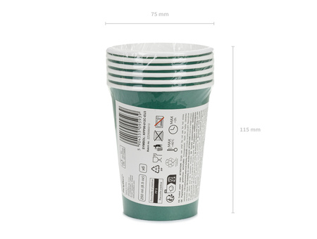 Kubeczki papierowe, ciemny zielony, 250ml (1 op. / 6 szt.)