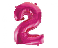 #BFC55 Balon foliowy "Cyfra 2", różowa, 35 cm KK