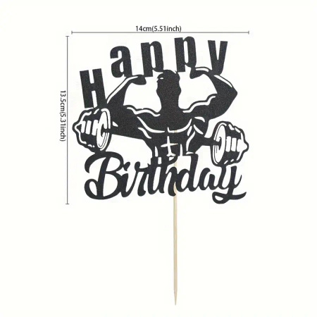 Topper na tort Happy Birthday SIŁOWNIA KULTURYSTA