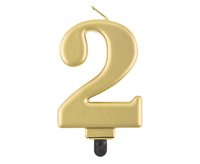 Świeczka B&C cyferka 2, metalik złota, 8 cm
