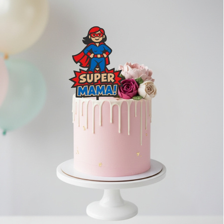 Topper na tort 16x6,5 cm SUPER MAMA DZIEŃ MAMY WZ.II