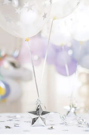 Ciężarek do balonów Gwiazdka SREBRNY 10x11 cm Party Deco