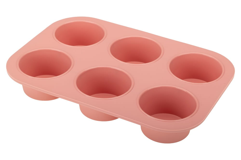 Kremowa, szara i różowa silikonowa forma na muffinki