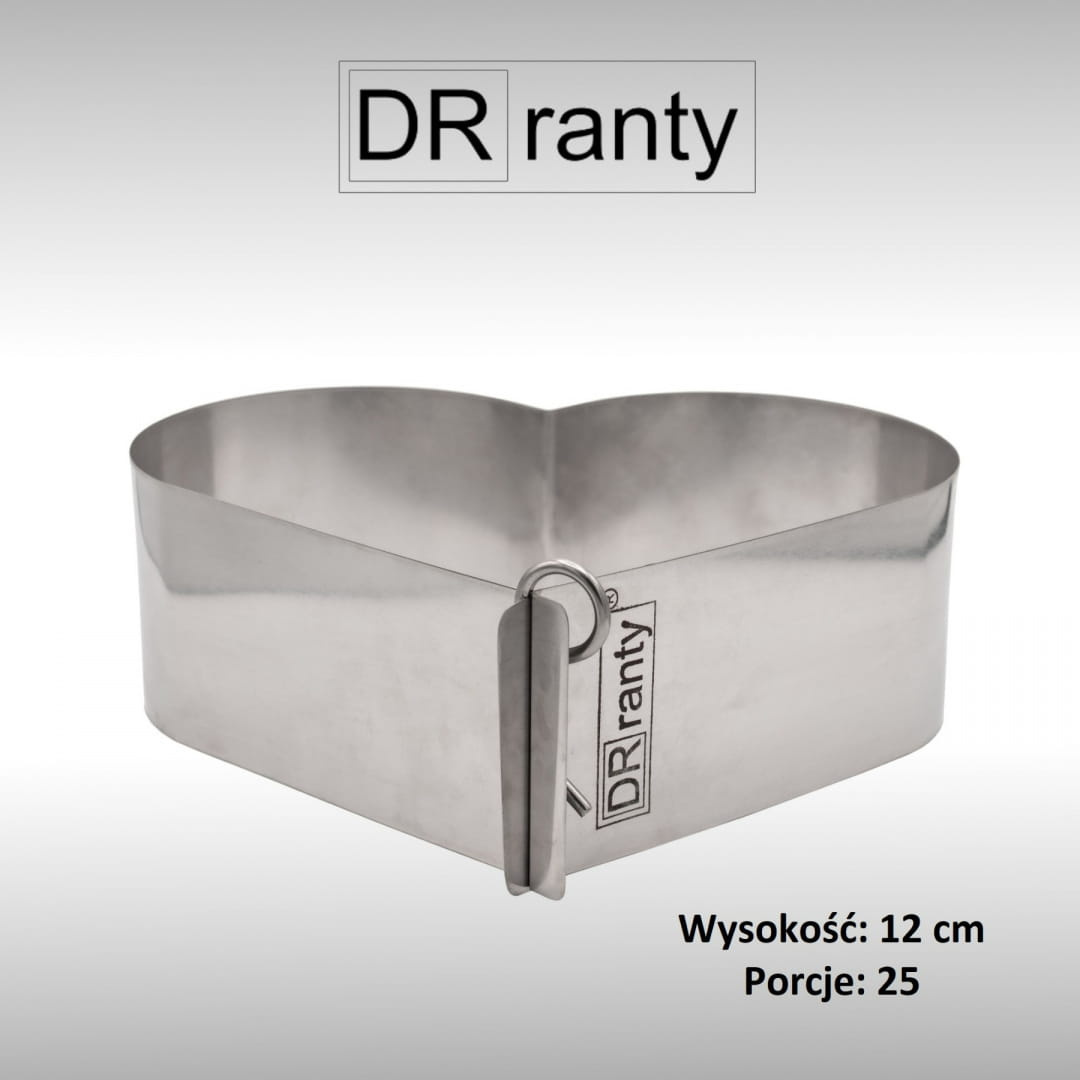 Rant cukierniczy serce 12 cm ułożony na blacie kuchennym