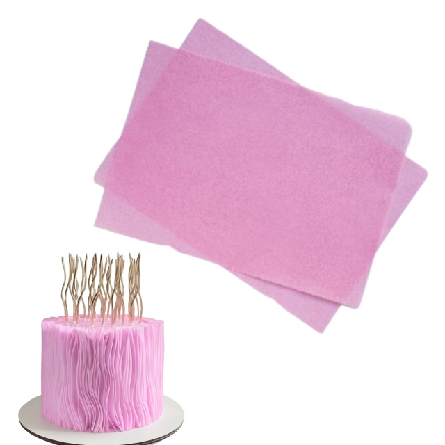 Papier waflowy różowy 0,30 mm w arkuszach A4 – zestaw 5 sztuk