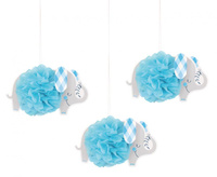 #DEI Dekoracja wisząca Floral Elephant, niebieska, 23 cm, 3 szt. KK