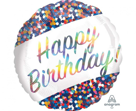 #BFK Balon foliowy 18" SHP - Holo iridescent bday Confetti