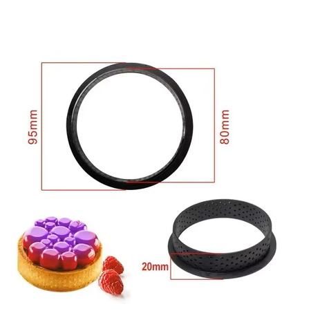 Zestaw 6 szt. rantów perforowanych do tartaletek — ringi do tarty 8 cm (wys. 2 cm)