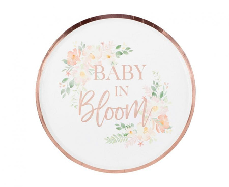 #ZTA Talerzyki papierowe Floral baby in Bloom, 24 cm, 8 szt.