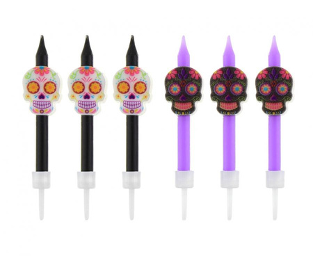 #SU Świeczki - maski Dia De Los Muertos, 6 szt. KK