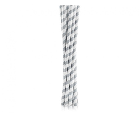 #ZSŁ Rurki (słomki) pap. SHAKE szare paski, 8x252mm / 10 szt.
