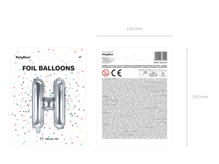 Balon foliowy Litera ''E'', 35cm, złoty