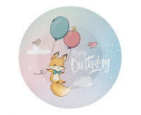 #ZTA_GD Talerzyki papierowe Kolekcja Happy Birthday - Lisek, 18 cm/ 6 szt. KK