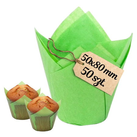 Papilotki do muffinek tulipan ZIELONE 50x80 mm 50 szt.