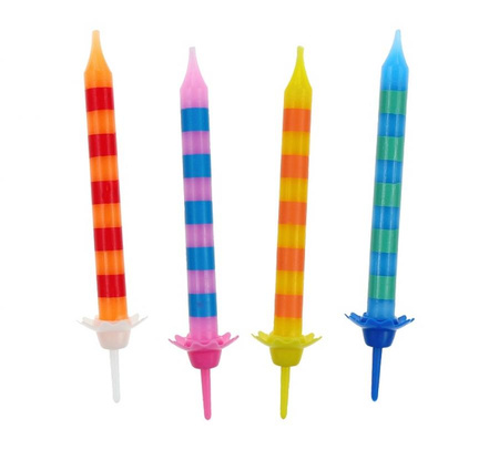 #SU Świeczki urodzinowe w paski, 24/12, 4 kolory, 6,3 cm. KK