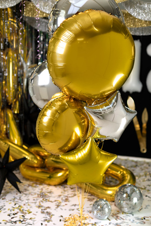 Balon foliowy Zegar, 45 cm, złoty