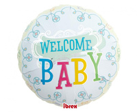 #BFK Balon Ibrex Hel, okrągły 14", Welcome Baby, packed