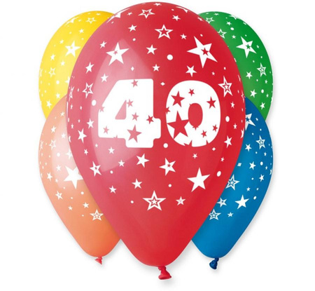 #BL Balon 12" z nadr. "40", pastel mix / 5 szt. KK