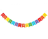 #DEGI Girlanda papierowa Sto lat sto lat, kolorowa, flagi, 14x18 cm