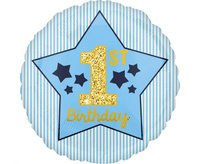#BFK Balon foliowy 18" CIR - 1 st Birthday, niebieski