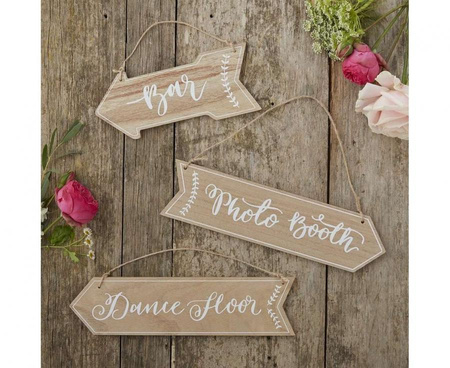 #DEI Znaki ze strzałkami Boho, drewniane, 3 szt.
