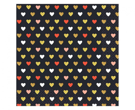 #ZSE_GD Serwetki Kolekcja XOXO (czarne), certyfikat FSC, 33x33 cm/ 20 szt.