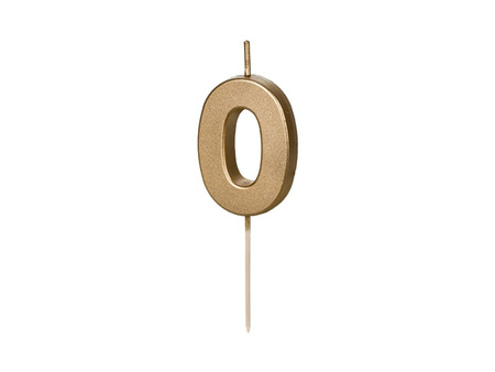Świeczka urodzinowa Cyferka 0, 4.5 cm, złoty Party Deco