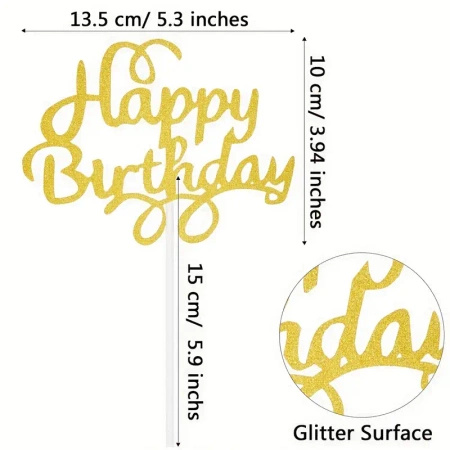 Papierowy topper na tort HAPPY BIRTHDAY CZARNY WZ.I