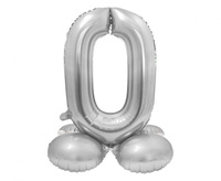 #BFC59 Balon foliowy Smart, Cyfra stojąca 0, srebrna, 72 cm KK