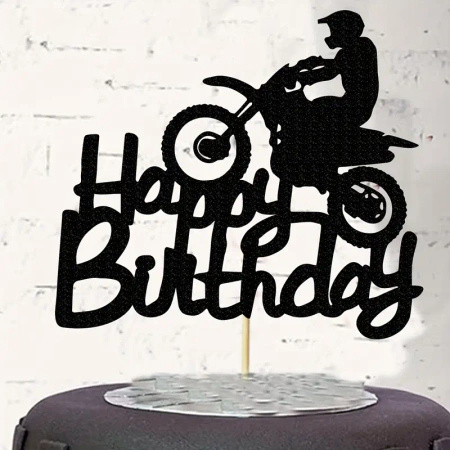 Topper na tort HAPPY BIRTHDAY MOTOCYKL MOTOR