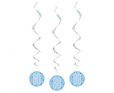 #DEI Dekoracja wisząca Glitz 80, groszki, 81 cm, niebieska, 6 szt. KK