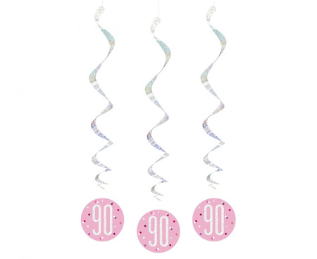 #DEI Dekoracja wisząca Glitz 90, groszki, 81 cm, różowa, 6 szt.