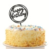 Topper na tort urodzinowy czarny HAPPY BIRTHDAY 14x8,6 cm WZ. II