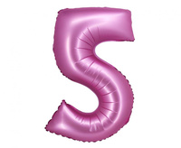 #BFC26 Balon foliowy B&C, Cyfra 5, satynowa różowa, 76 cm