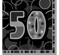 #ZSE Serwetki papierowe Glitz 50, czarne, 3-warstw., 16 szt.